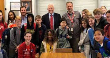 Judge Michael Flowers speaks to RMS civics students ruckel middle school niceville fl judge michael flowers civic class