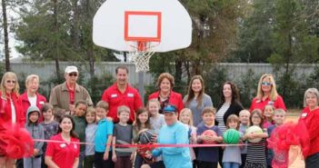 Spacebox donates basketball goal to Edge Elementary edge elementary basketball goal spacebox storage chamber of commerce