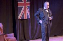 bruce collier on stage as winston churchill