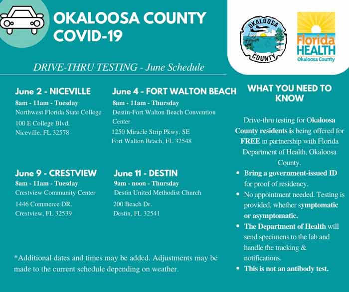 Covid-19 Testing Coming To Niceville June 2 More Testing Scheduled Nicevillecom