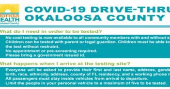 Free COVID-19 drive-through testing in Niceville on Tuesday okaloosa county fl covid-19 coronavirus drive-thru testing info information guidelines rules