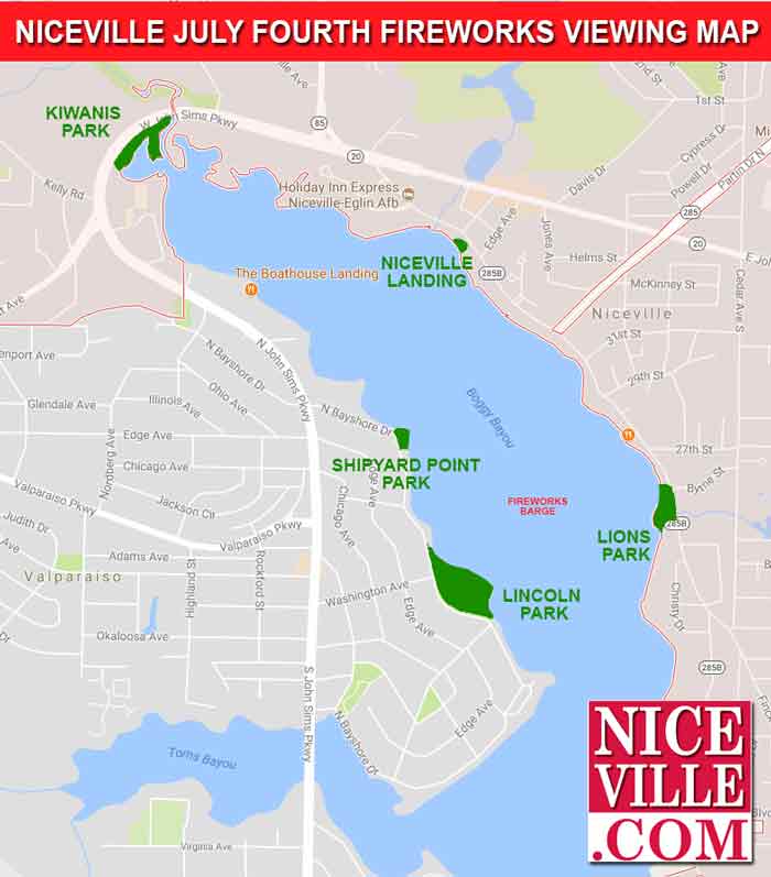 fireworks map niceville viewing fourth of july
