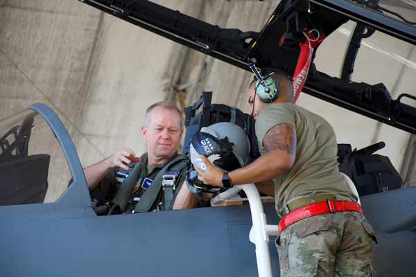 eglin air force base Gen. Mark Kelly prepares for his F-15EX qualification flight
