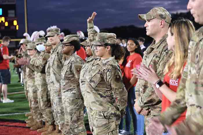 2021 Military Appreciation football game at Fort Walton Beach High School U.S Air Force Airmen 1st Class, Shayla Harris,