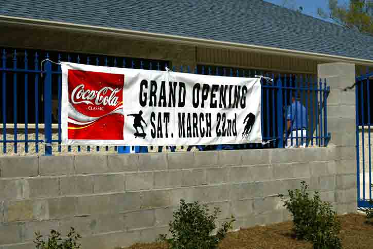 Grand opening of the Niceville Skate Park, banner