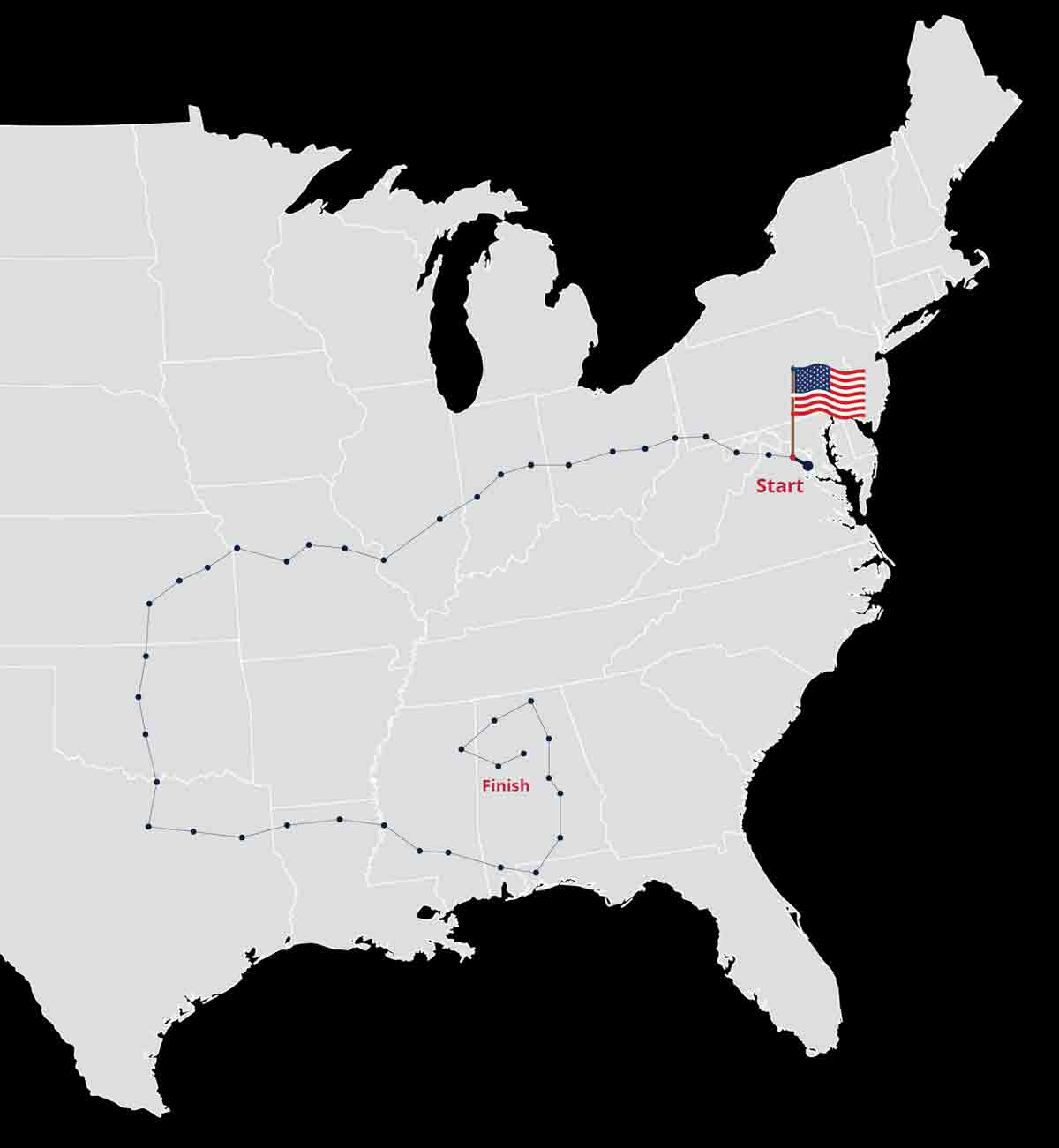 Old Glory Relay map