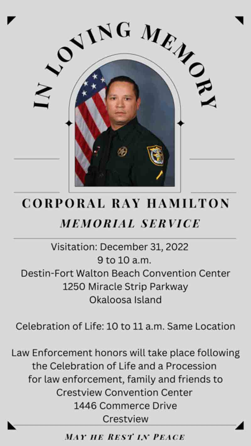 Ray Hamilton Celebration of Life announcement