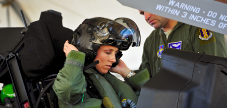 Lt. Col. Christine Mau, 33rd Fighter Wing Operations Group deputy commander, completed her first training flight in the single-seat fifth-generation fighter. Eglin Air Force Base, Fla.