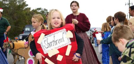 A girl walking in the 2004 Niceville Christmas Parade