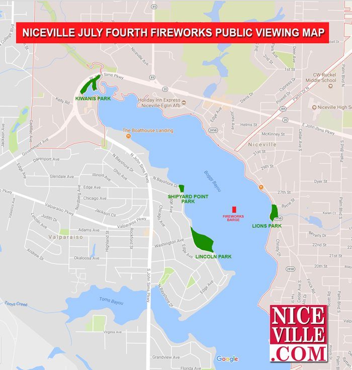 niceville fireworks map july 4