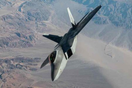 F-22 Raptor in flight Nellis Air Force Base, Nevada