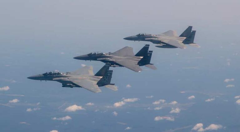 two-ship formation of F-15s Eagles from 53rd Test Wing, eglin air force base