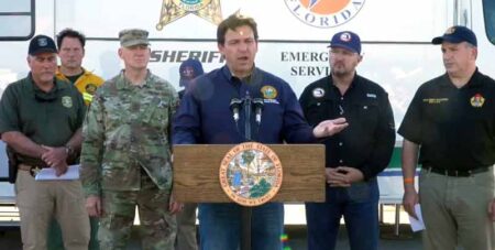 Florida Governor Ron DeSantis in Bay County to discuss wildfires