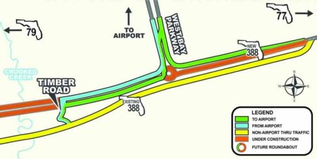 State Road 388 Traffic Shift near Northwest Florida Beaches International Airport