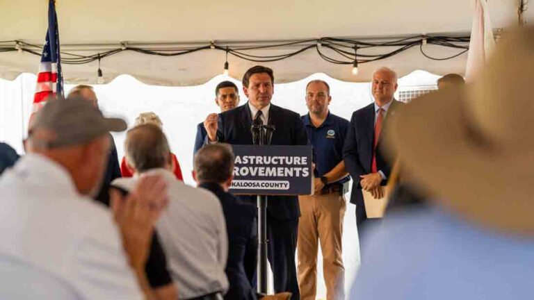 Ron DeSantis speaking in Crestview, Florida