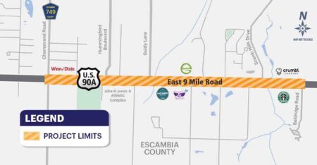 East Nine Mile Road construction project map