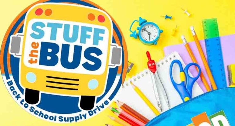 Stuff the Bus Back-to-School Supply Drive graphic