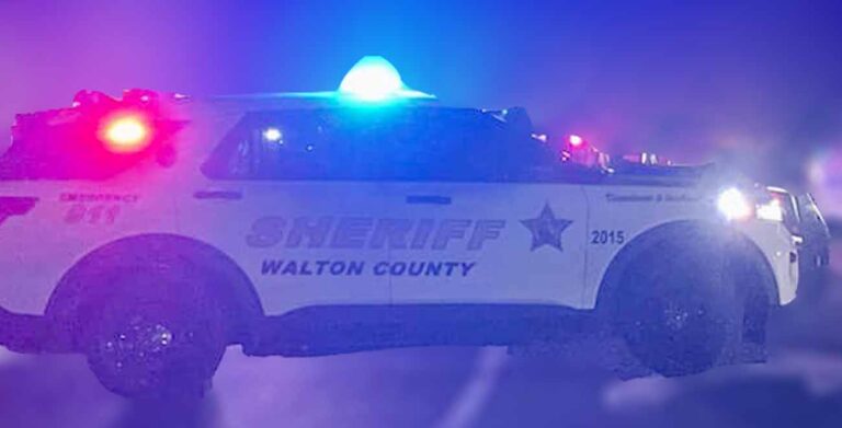 Walton County Sheriff's Office patrol vehicle at night