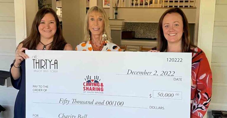 Cafe Thirty-A charity check presentation 2022
