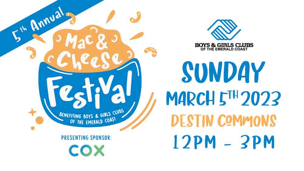 2023 Mac & Cheese Festival promo graphic with logo, dates, location