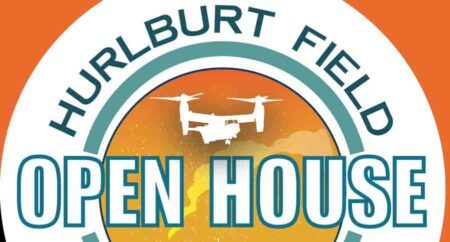 Hurlburt Field Open House circular logo, cropped, featuring a CV-22 OSPREY.