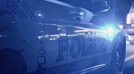 Police seize guns, cocaine, fentanyl in Fort Walton Beach drug raid Passenger's side of Fort Walton Beach Police patrol vehicle at night reflecting blue lights.