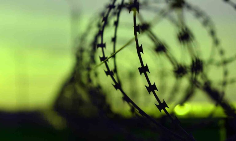 Barbed wire of prison fence
