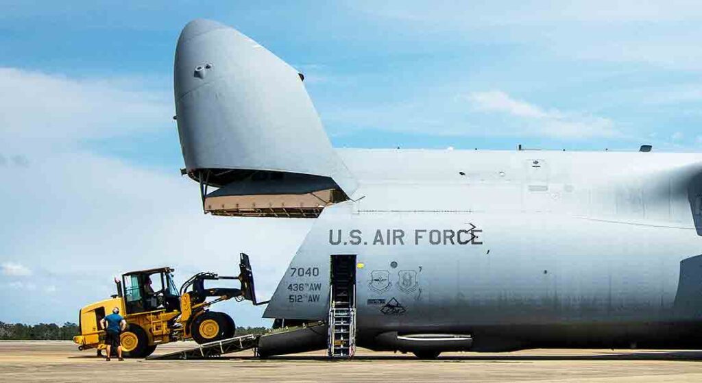 Giant Aircraft Heavy Equipment Used In Cargo Load Training At Eglin 0193