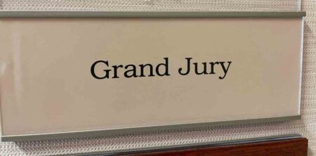 Close up Grand Jury sign in a CourtHouse