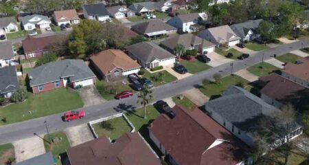 Aerial view of a neighborhood in Okaloosa County