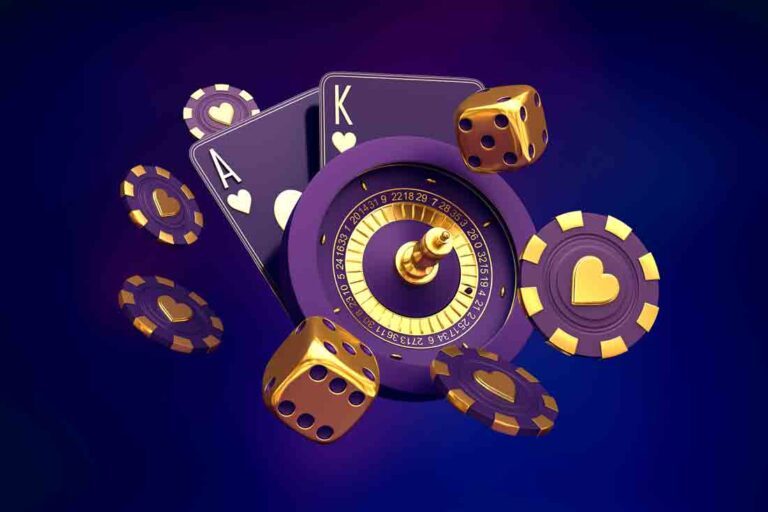 casino roulette, cards, craps, dice, illustration 3d rendering