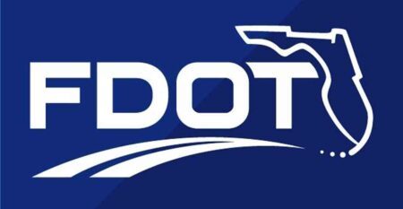 FDOT logo on two-tone blue background