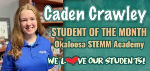 Student of the Month illustration featuring Caden Crawley.