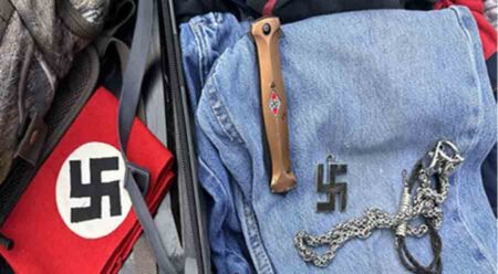 Nazi memorabilia on top of clothing