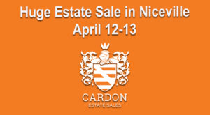 Poster promoting estate sale in Niceville, Florida, by Cardon Estate Sale