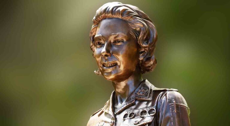 closeup of a statue of Sharon Ann Lane in Fort Walton Beach, Fla.