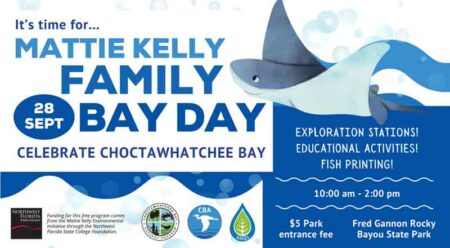 Banner illustration promoting Mattie Kelly Family Bay Day on Sept. 28, 2024 in Niceville, Florida