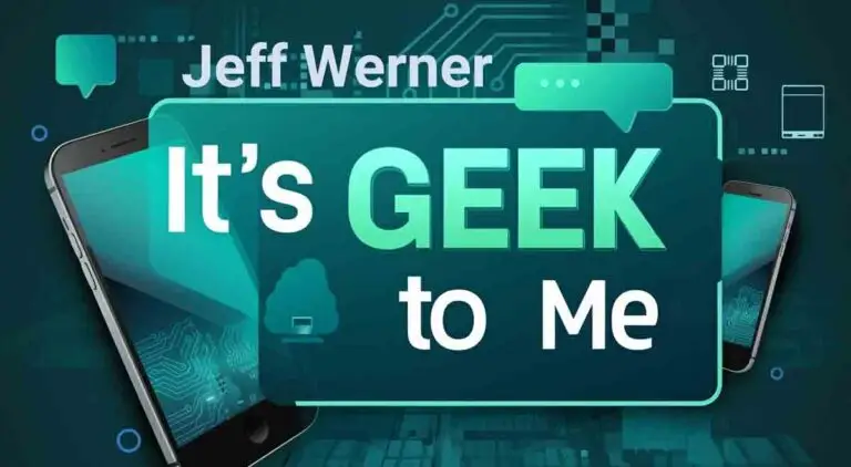 It's Geek to Me header illustration for weekly tech column by Jeff Werner