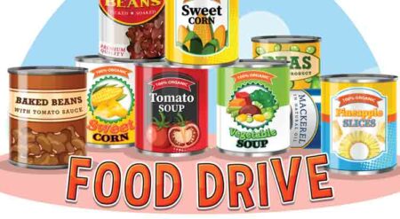 Healthy canned food Food Drive illustration