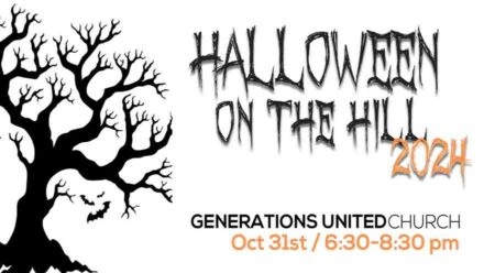 Illustration promoting Halloween on the Hill 2024 at Generations United Church in Niceville, Fla.