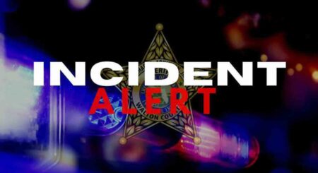 Incident Alert graphic featuring the Walton County Sheriff's Office badge over a background of flashing police lights