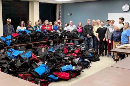 bags from the Kiwanis Bags of Hope program, ready for distribution