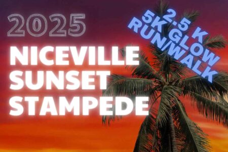 2025 Niceville Sunset Stampede 5k and 2.5k Glow Run/Walk event graphic