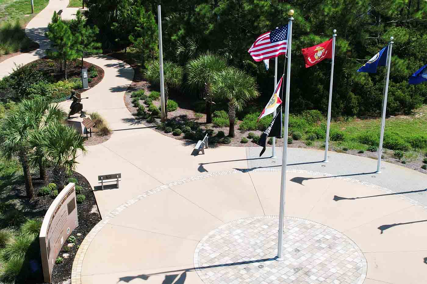 Aerial view of Women Veterans Monuments at Veterans Park on Okaloosa Island
