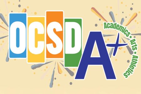 OCSD A+ graphic celebrating Okaloosa County School District’s academic success