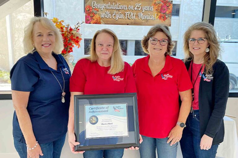 Navarre resident recognized for 25 years at Eglin Federal Credit Union Eglin Federal Credit Union employee Monica Hurd is honored for 25 years of service.