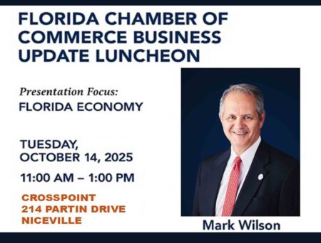 Event graphaic with Mark Wilson for Florida Chamber Business Update Luncheon in Niceville.