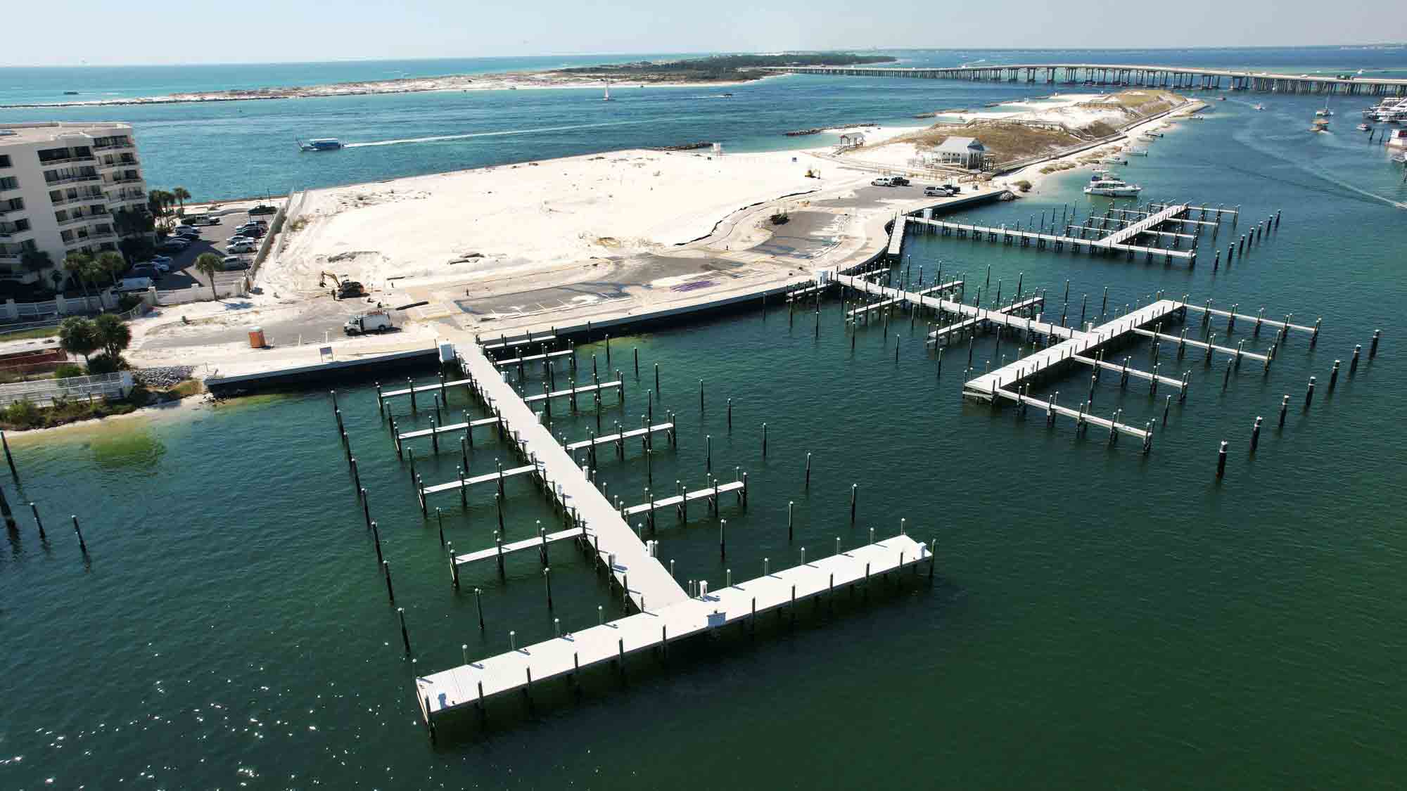 Aerial view of the marina adjacent to the newly purchased public waterfront site.