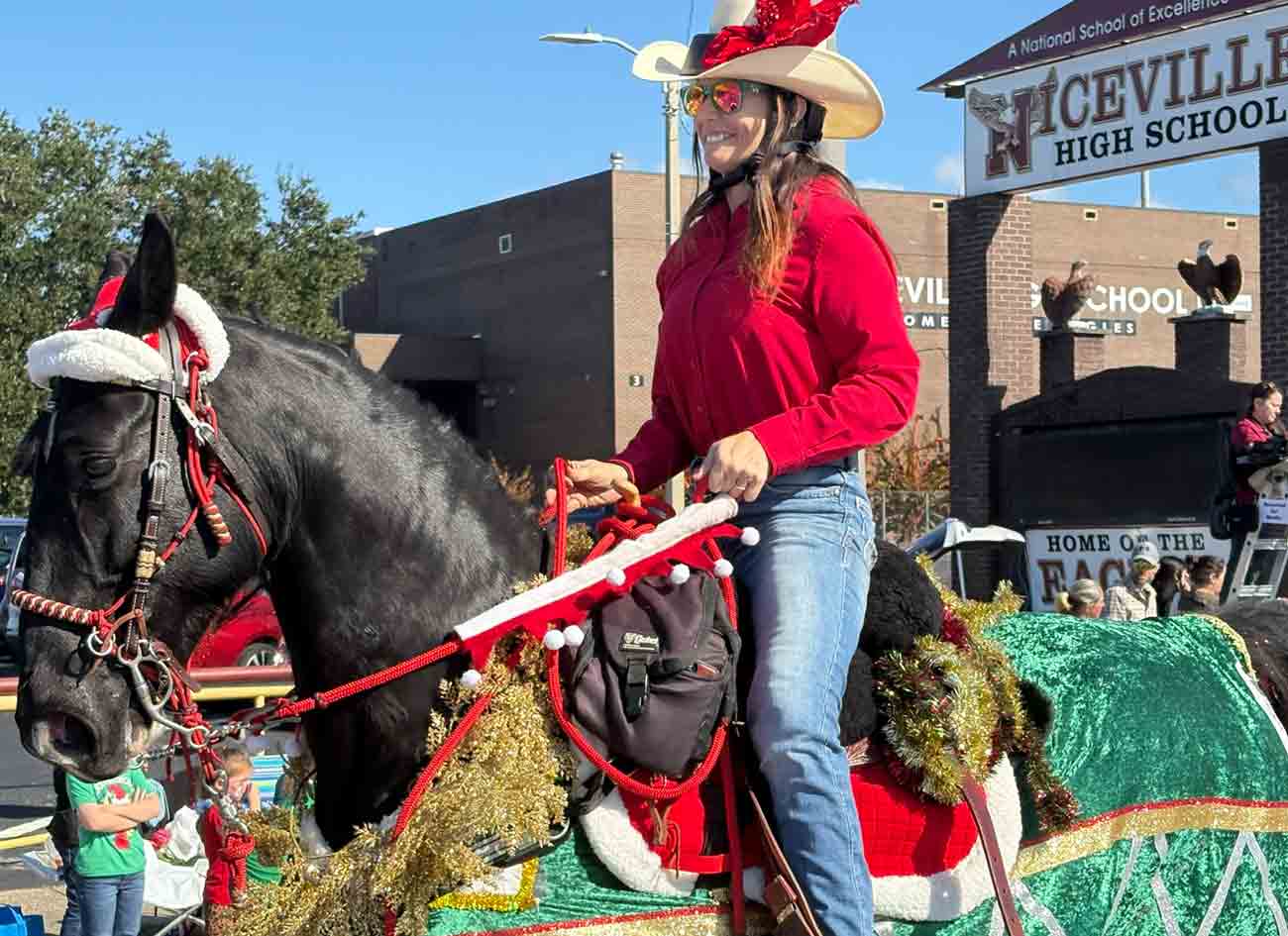 A decorated horse and rider take part in the Niceville-Valparaiso Community Christmas Parade near Niceville High School.
