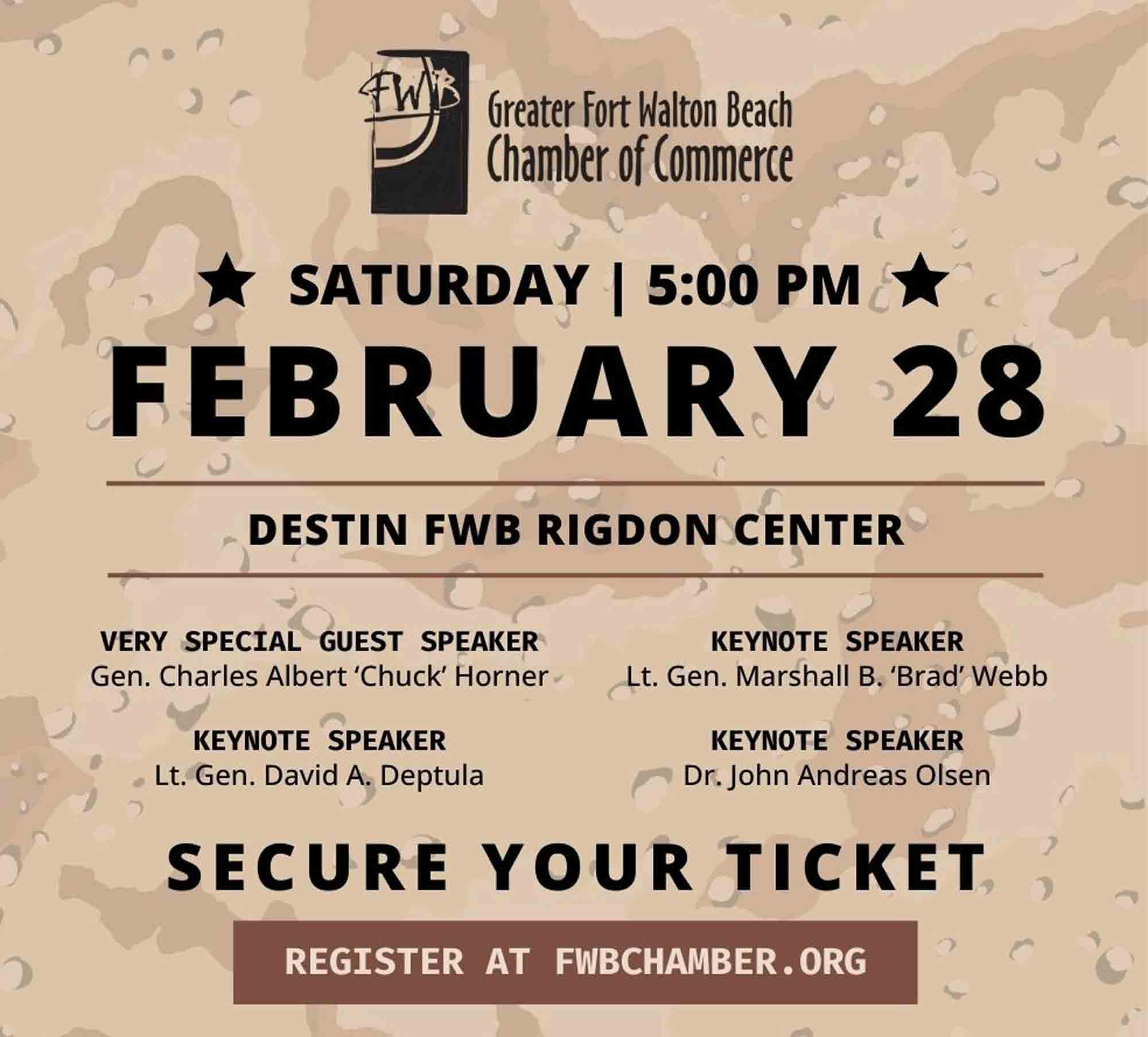 Flyer showing date, time, and speakers for the Honoring Our Heroes Desert Storm anniversary event.